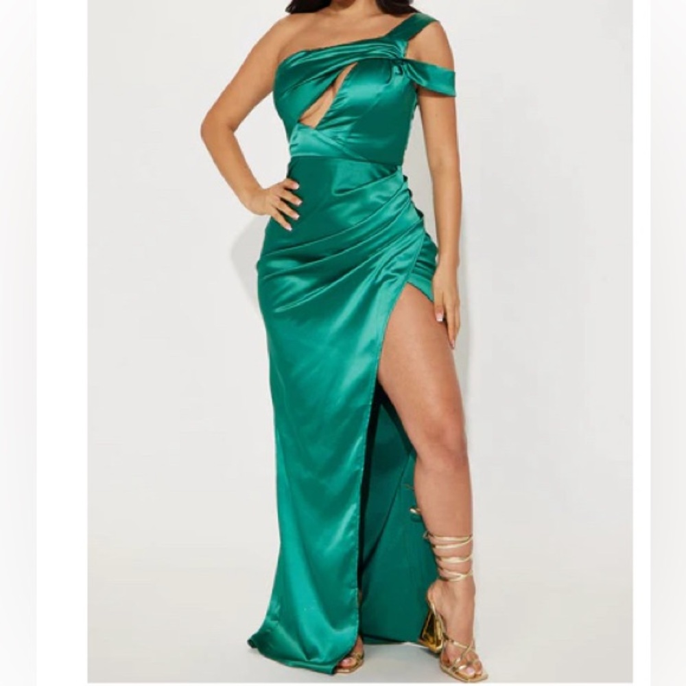 Julianne Satin Maxi Dress - Green